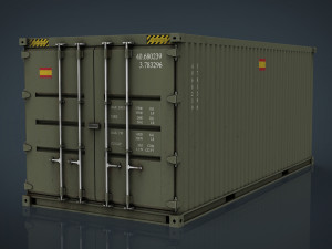 spanish military container green an mud 3D Model