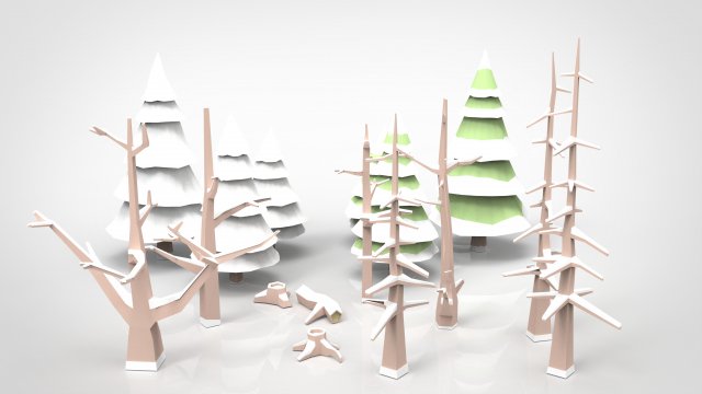 winter trees low poly Modelo 3D .c4d .max .obj .3ds .fbx .stl .blend 