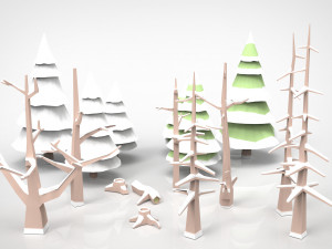 winter trees low poly 3D Model
