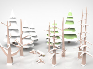 winter trees low poly 3D-Modell