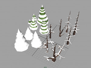 winter trees low poly Modelo 3D