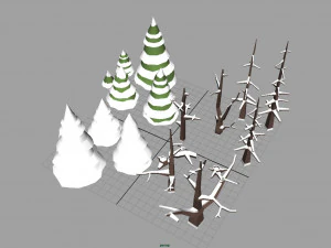 winter trees low poly 3D Model