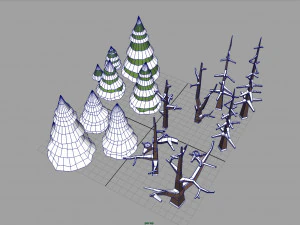 winter trees low poly 3D Model