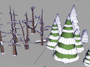 winter trees low poly Modelo 3D