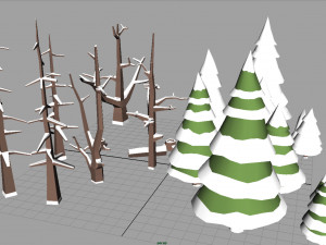 winter trees low poly Modelo 3D