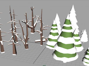 winter trees low poly 3D Model