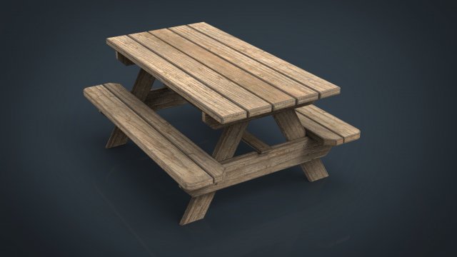 camping wood table Model 3D .c4d .max .obj .3ds .fbx .stl .blend 
