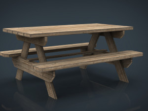 camping wood table Model 3D