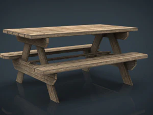 camping wood table 3D Model