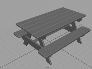 camping wood table Model 3D