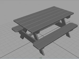 camping wood table 3D Model