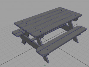 camping wood table Model 3D