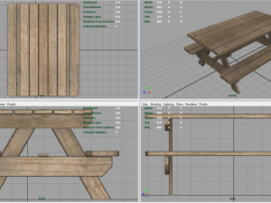 camping wood table Model 3D