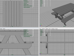 camping wood table Model 3D
