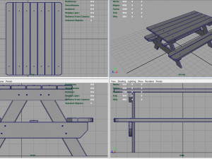 camping wood table Model 3D