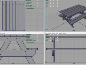 camping wood table 3D Model