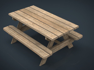 camping wood table Model 3D