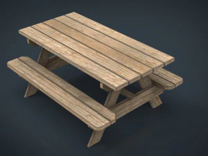 camping wood table 3D Model