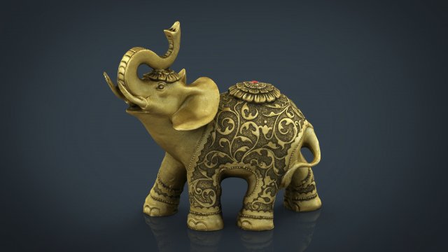 gold elephant Modello 3D .c4d .max .obj .3ds .fbx .stl .blend 