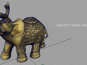 gold elephant Modello 3D