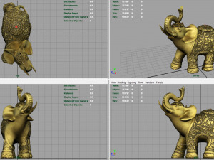 gold elephant Modello 3D