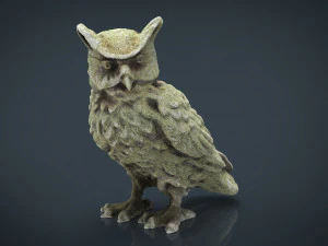 betonowy posąg sowy Model 3D