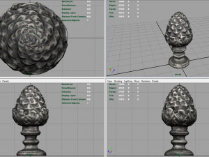 concrete pinecone ornaments Modelo 3D
