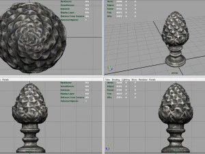 concrete pinecone ornaments 3D Model