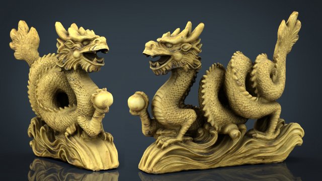 chinese dragon statue 2 Modelo 3D .c4d .max .obj .3ds .fbx .stl .blend 