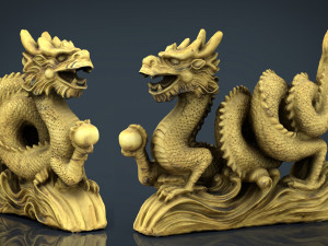 chinese dragon statue 2 3D मॉडल