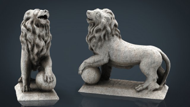 lion with ball 3D Model .c4d .max .obj .3ds .fbx .stl .blend 