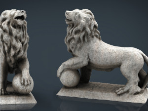lion with ball Modello 3D