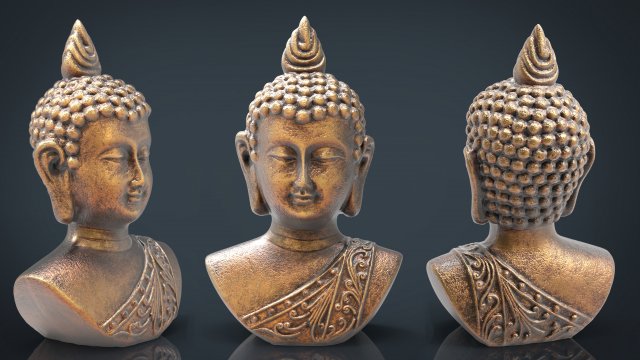cooper buddha head Modello 3D .c4d .max .obj .3ds .fbx .stl .blend 