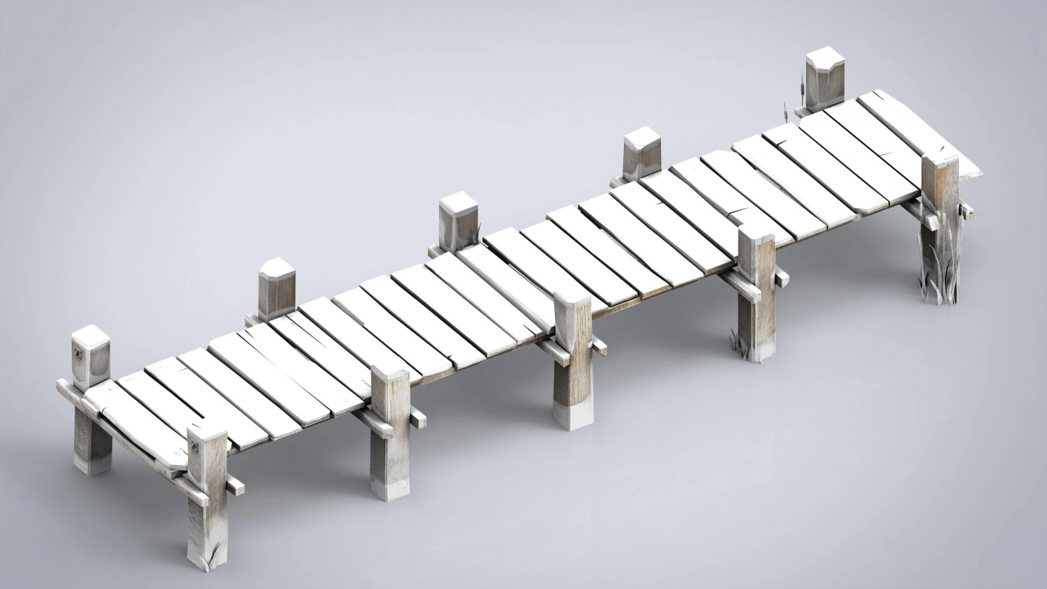 wooden pier winter 3D Model .c4d .max .obj .3ds .fbx .stl .blend