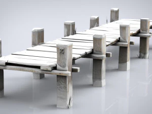 wooden pier winter 3D Model