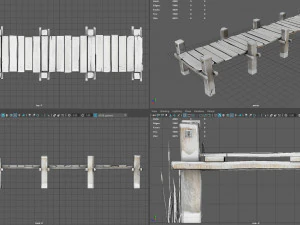 wooden pier winter 3D Model