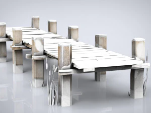 wooden pier winter 3D Model