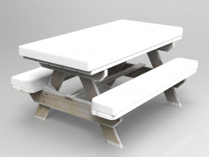 camping wood table winter 3D Model