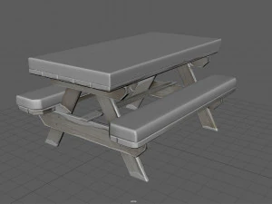 camping wood table winter 3D Model