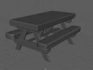 camping wood table winter 3D Model