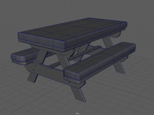 camping wood table winter 3D Model