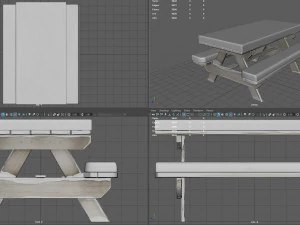 camping wood table winter 3D Model