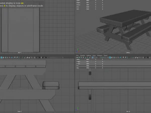 camping wood table winter 3D Model