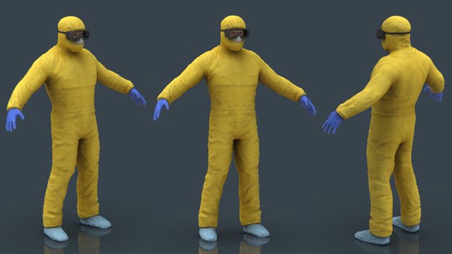 hazmat suit 3D Модель .c4d .max .obj .3ds .fbx .stl .blend 
