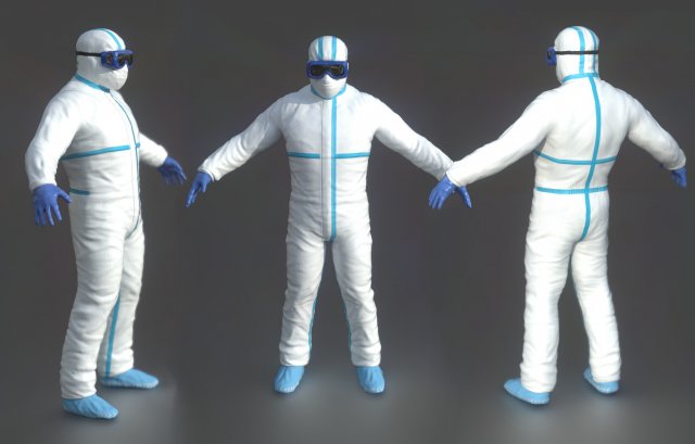 hazmat suit white 3D Model .c4d .max .obj .3ds .fbx .stl .blend 