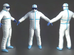 traje de materiales peligrosos blanco Modelo 3D
