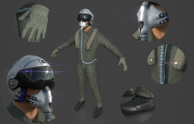 pilot Modelo 3D .c4d .max .obj .3ds .fbx .stl .blend 