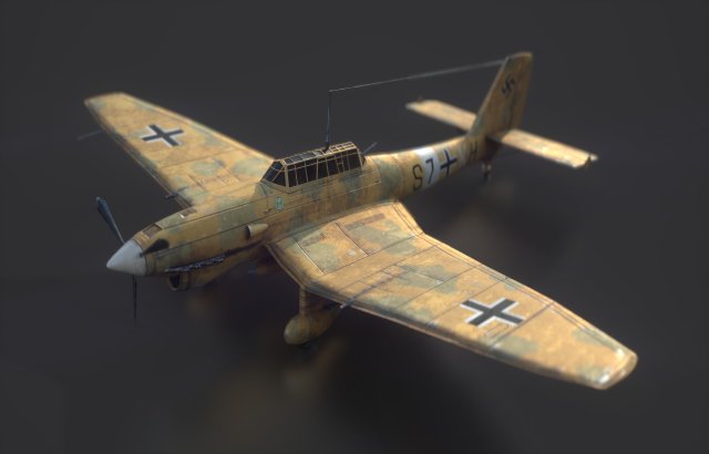afrika korps ju 87 stuka 3Dモデル .c4d .max .obj .3ds .fbx .stl .blend 