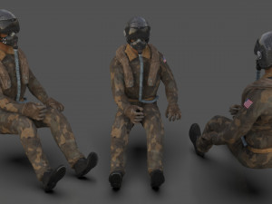 pilot - t and sitting pose Modelo 3D