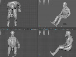 pilot - t and sitting pose 3D Model